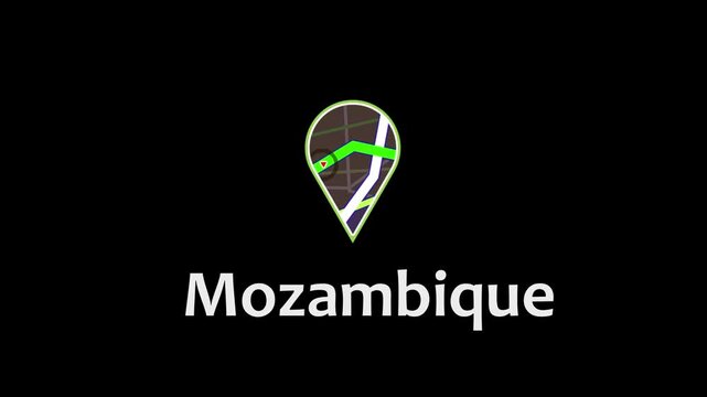 Mozambique Location Icon, GPS Navigation, Map Pin, Digital Marker.