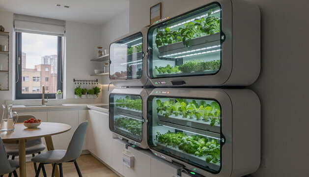 Modern Indoor Vertical Garden System in a Bright Kitchen