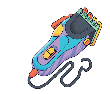 Professional hair clipper trimmer vibrant colorful vector illustration for barbershop equipment and male grooming concept isolated on white background
