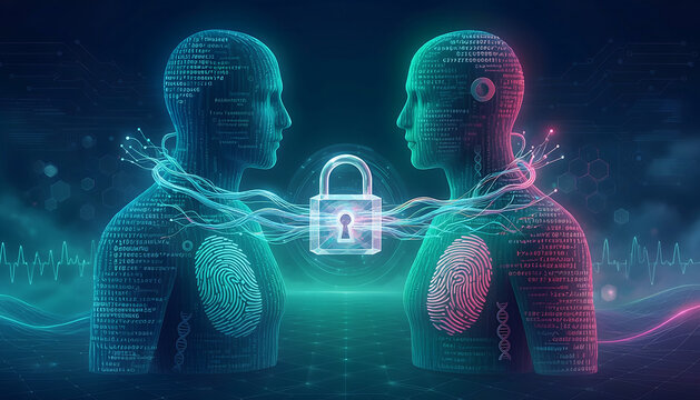 Conceptual Illustration of Digital Security and Human Connection