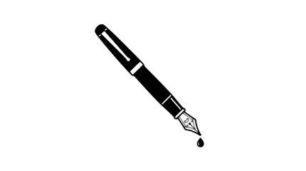 Fototapeta premium Black Fountain Pen with Ink Drop