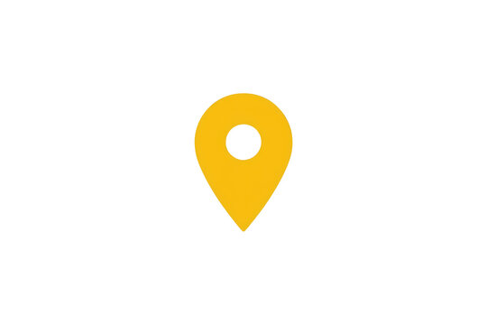 Small orange yellow map pin isolated on transparent background