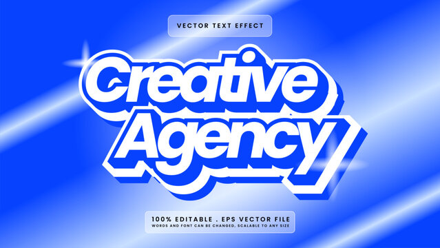 Creative Agency 3D Bold Text Effect with Blue Gradient Background