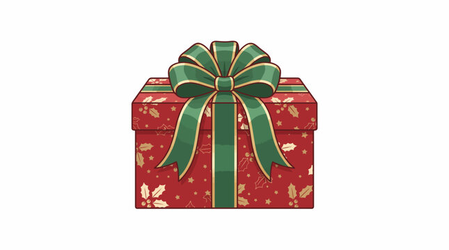 Elegant Christmas gift box with festive ribbon. Holiday present for celebrations and special occasions.