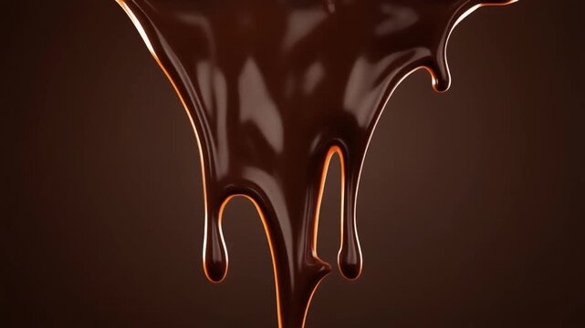 Glossy Liquid Chocolate Flowing in Smooth Waves