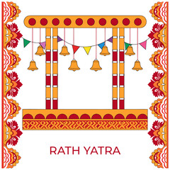 Fototapeta premium Festive canopy vector illustration with bells and bunting for Rath Yatra celebration