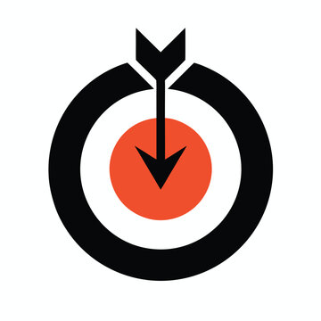 Target icon arrow to center goal, focus, accuracy. Bullseye pictogram for success, achievement, strategy, direction. planning, performance, business goals