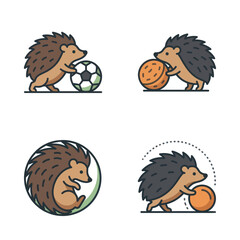 Hedgehog Playing with Sports Balls. © zaki