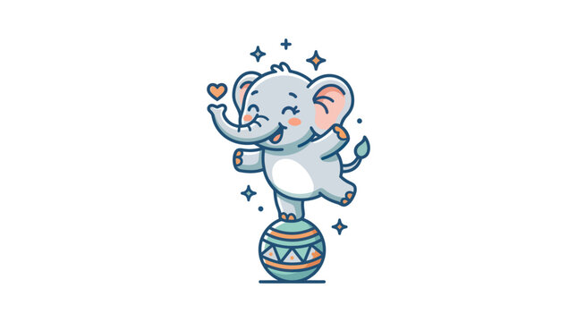 Happy Elephant Balancing on Ball.