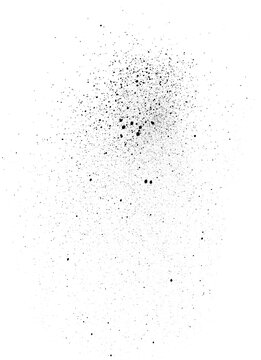 Fine black spray paint particles scattered over transparent background isolated image.