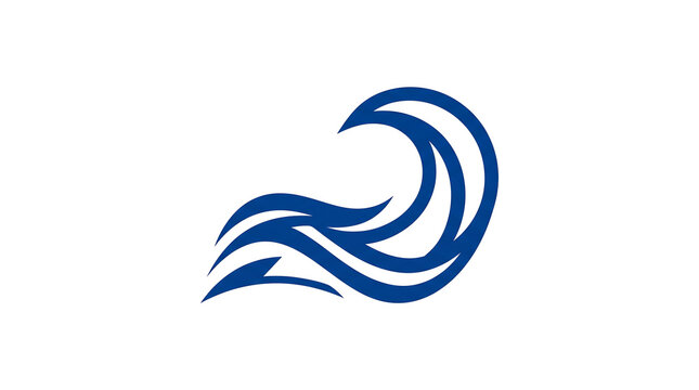 Abstract blue wave logo design with flowing water lines.