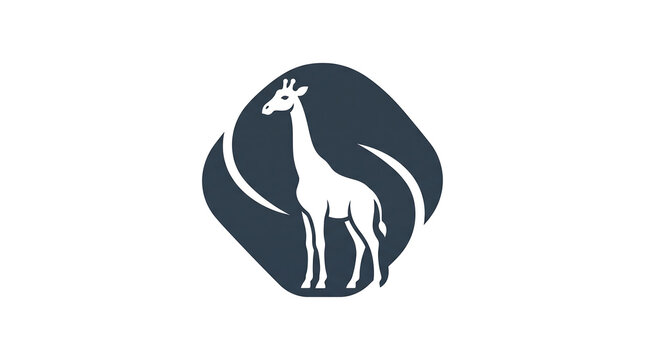 Minimalist giraffe logo design on dark background.