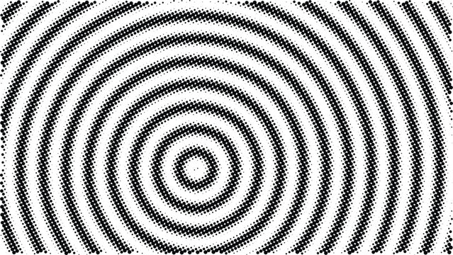 Abstract Halftone Concentric Circles Pattern with Black and White Optical Illusion Effect