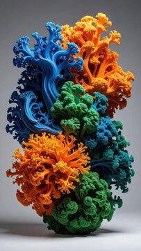 Abstract 3D coral sculpture in vibrant colors.