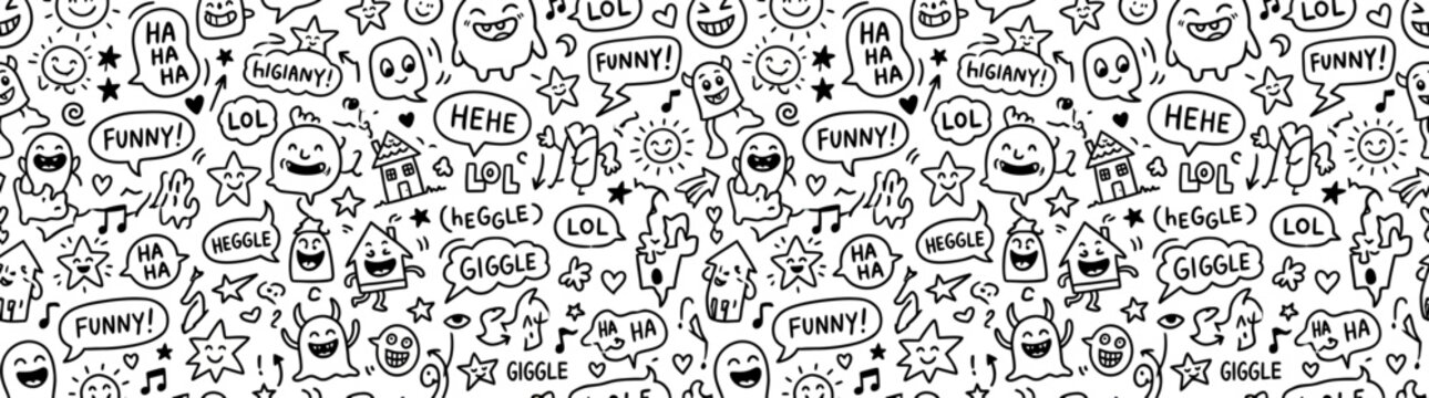 Doodle Monsters and Funny Speech Bubbles Pattern