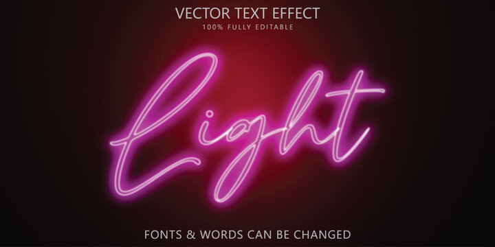 Purple Neon Light Text Effect, Script Editable Font Style