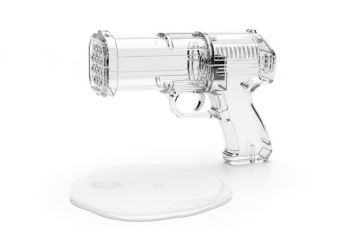 Transparent Laser Gun on White Stand.