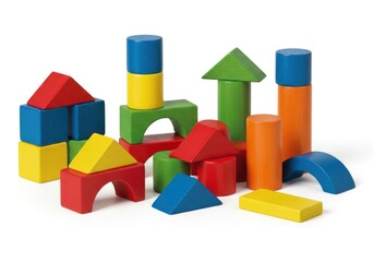 Colorful Wooden Building Blocks for Childrens Play and Development. © KDG