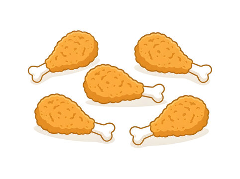 Delicious Crispy Fried Chicken Drumsticks Vector Illustration