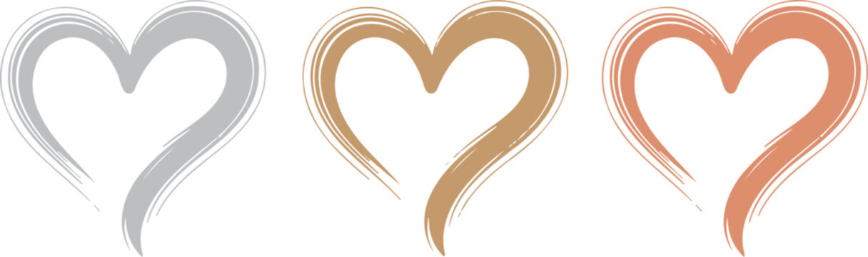 Diversity heart brushstroke vector illustration in neutral tones symbolizing unity, love, and inclusivity design concept