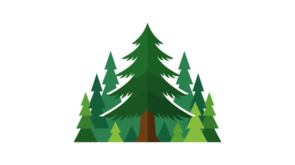 Flat Vector Illustration of a Coniferous Pine Forest © Kopi
