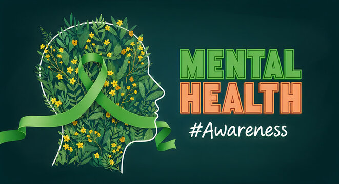 Mental health awareness a mind filled with nature and hope