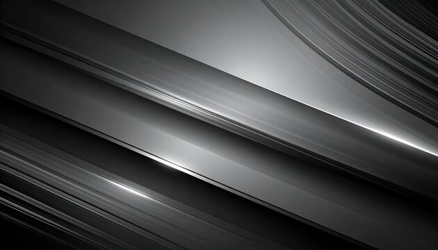 Abstract grayscale design with angled lines, light reflections, and metallic texture