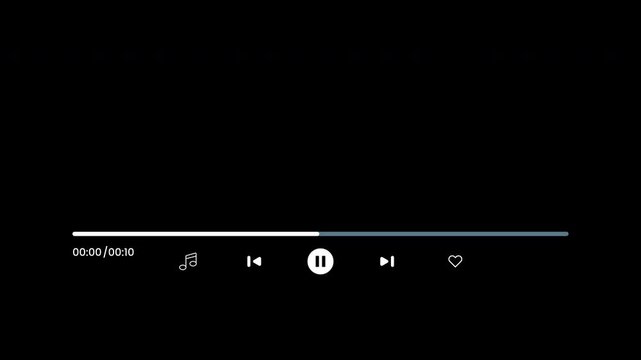 Music player UI includes black media player interface icons and buttons, perfect for any music track or audio control project.