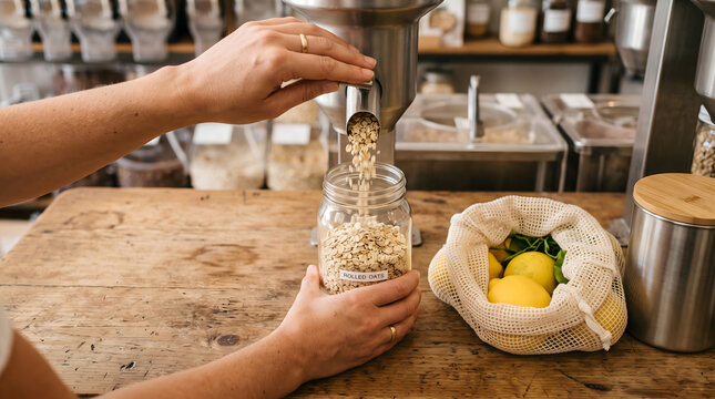 Zero waste shopping for bulk rolled oats