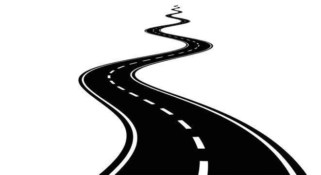 Vector illustration of winding curvy road illustration on a transparent background
