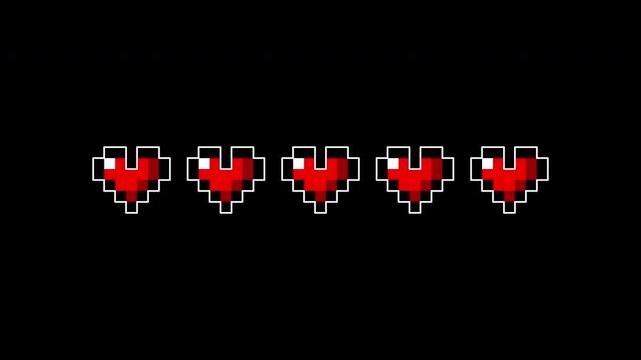 Animation pixel heart health icons for game interface suitable for mobile games, health apps, online healthcare platforms, and educational websites.