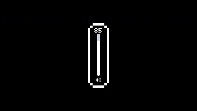 Animation volume slider control volume indicator at eighty five percent sound strength. Suitable for music themes and digital designs.