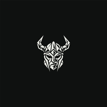 Geometric Viking Warrior Helmet Logo Design