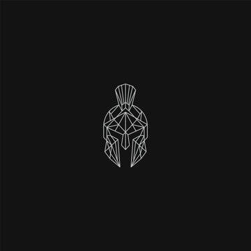 Geometric Spartan Helmet Wireframe Graphic on Black