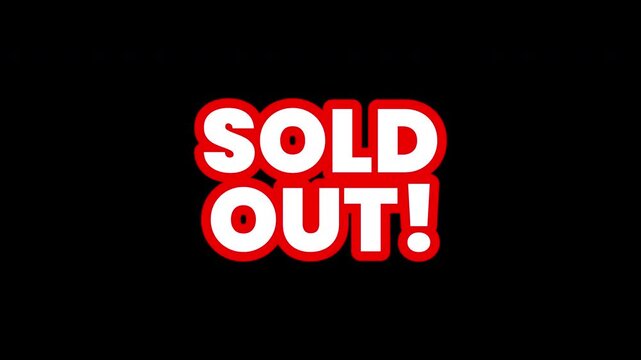 Sold out stamp bold letters red outline black background merchandise status notification bold text. Suitable for web design, notifications, alerts, merchandise updates, and retail graphics.