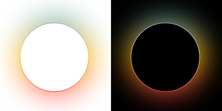 Abstract Glowing Gold Orange Neon Circle Frame PNG Isolated on Transparent Background