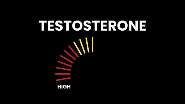 Animation testosterone level with a gauge indicator suitable for health and medical designs, masculinity concepts, or fitness products.