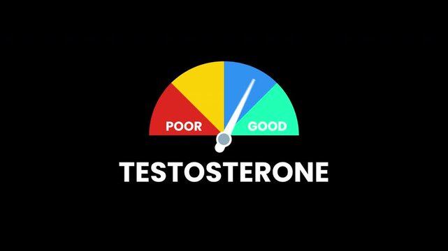 Animation testosterone level measuring hormone testosterone levels suitable for medical and healthcare content related to male health and hormone production analysis.