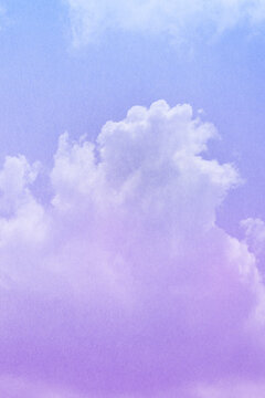 fantasy blurred cloudy sky with blue and purple gradient color with grunge paper texture when zoom 100%,  vertical nature abstract background