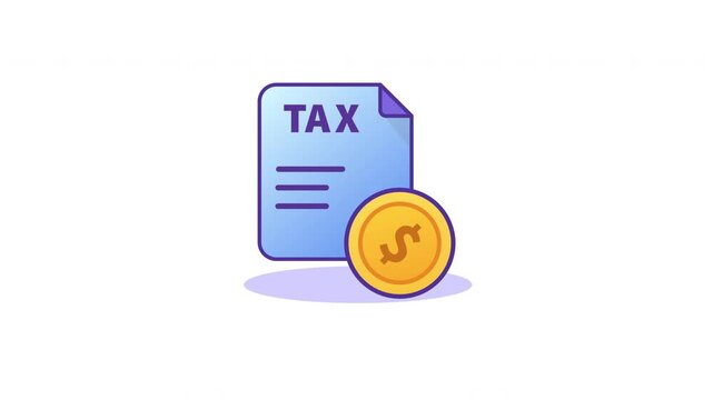 Tax document icon animation with dollar coin symbol, seamless looping icon ideal for finance, accounting, and government-related content