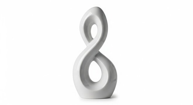Abstract white modern sculpture with intertwined infinity shape symbolism sculpture abstract infinity decorative minimalist sculptural artistic intertwined contemporary interior ornament