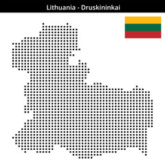 Obraz premium Map of Lithuania region Druskininkai in medium size square dots