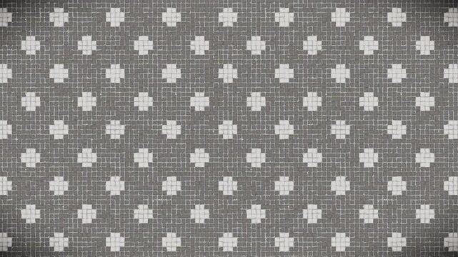 Dark grey mosaic pattern with white crosses creates a seamless loop background.