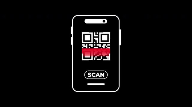 Scan QR code barcode animation. Perfect for showcasing modern technology in presentations, websites, social media posts. Versatile design element for techrelated themes. Great for backgrounds.