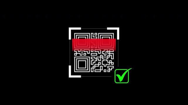 Scan QR code barcode animation. Suitable for digital presentations, web design, and mobile apps, this qr code scanning interface graphic can enhance technologyrelated projects.