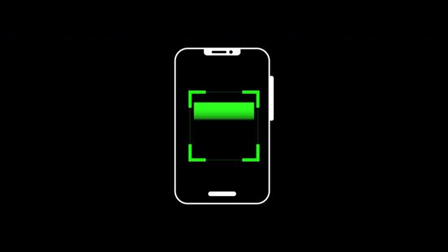 Scan QR code barcode animation outline with green digital scanning frame, bright neon rectangle tech icon. Perfect for technology and digital innovation concepts.
