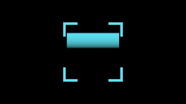 Scan QR code barcode animation design element featuring blue glowing rectangular box corner brackets, perfect for futuristic digital interfaces or technology concepts.