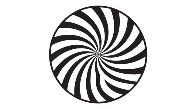 Hypnotic black and white spiral vector, a mesmerizing optical illusion graphic element. Abstract radial swirl pattern, a mind-bending visual effect for design projects.