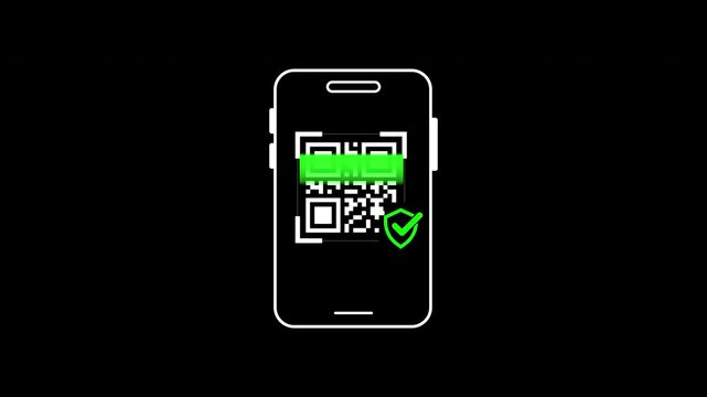 Scan QR code barcode animation. Great for technology concepts, mobile apps, digital success themes. Ideal for web design, social media, presentations, and marketing materials.