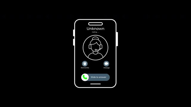 Scammers display incoming calls. Ideal for mobile app designs or websites, this graphic features a variety of phone screen elements for contact and message interactions.